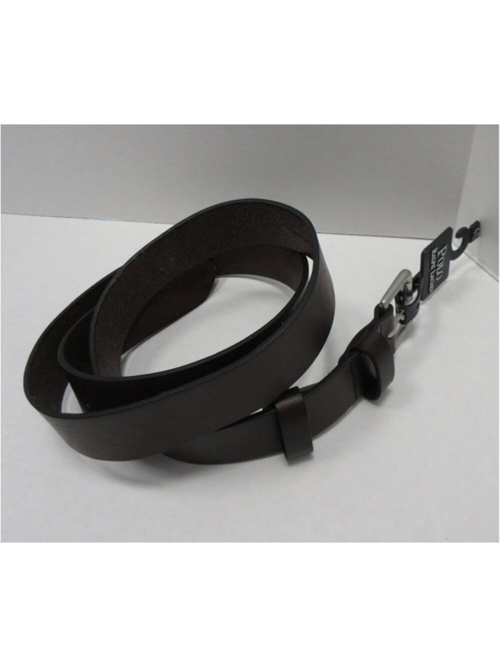 VGT Polo Ralph Lauren Belt 46 Italian Leather Silver Buckle Classic